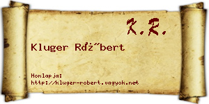 Kluger Róbert névjegykártya